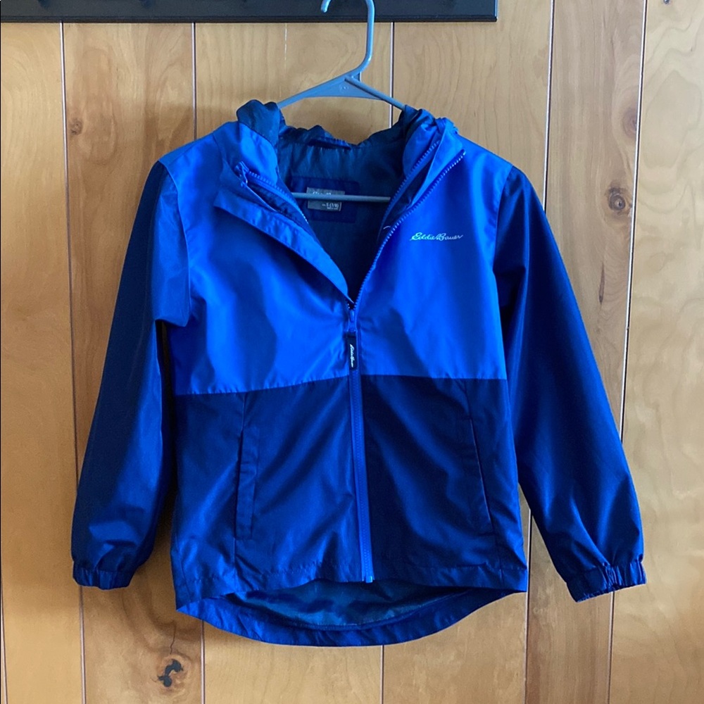Eddie Bauer Blue Hooded Rain Jacket